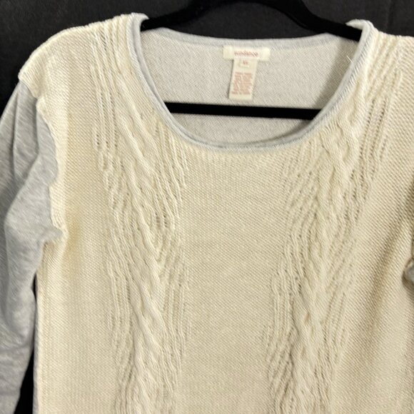 SUNDANCE Women Cable Knit Pullover Sweater Sz XS Ivory Gray Mix Media 12-3 - Picture 4 of 15